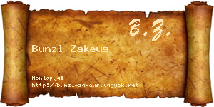 Bunzl Zakeus névjegykártya